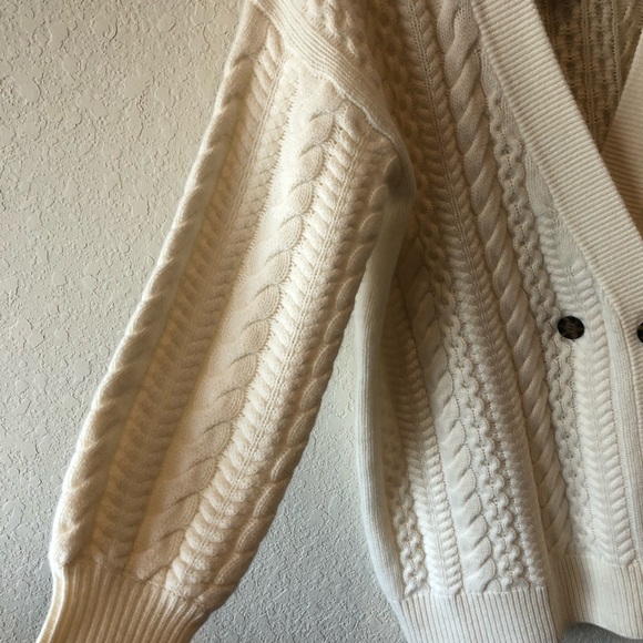 NAADAM wool cashmere boho oversized slouchy chunky cable knit grandpa cardigan - Picture 3 of 8